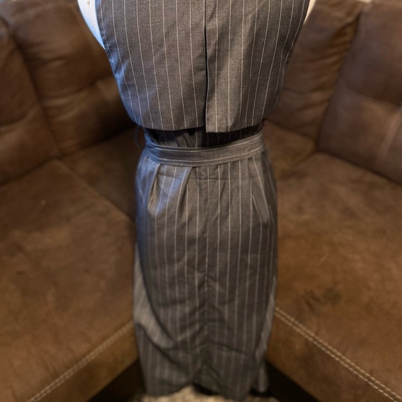 Mustard Seed Long Vest Women’s Small Grey and White Stripes - Picture 3 of 14